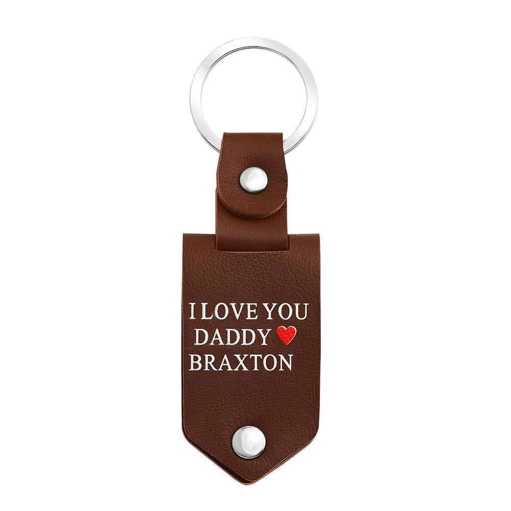 Mother's Day Gift Custom Photo cowhide Leather Keychain