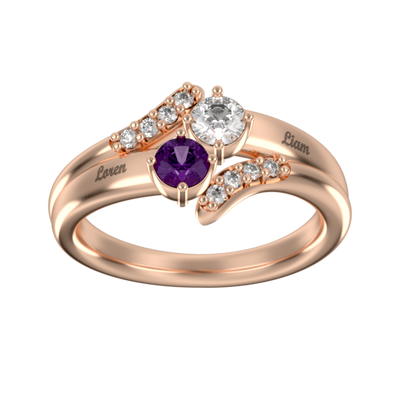 Mother's Day Gift Double Birthstone Inlay Ring