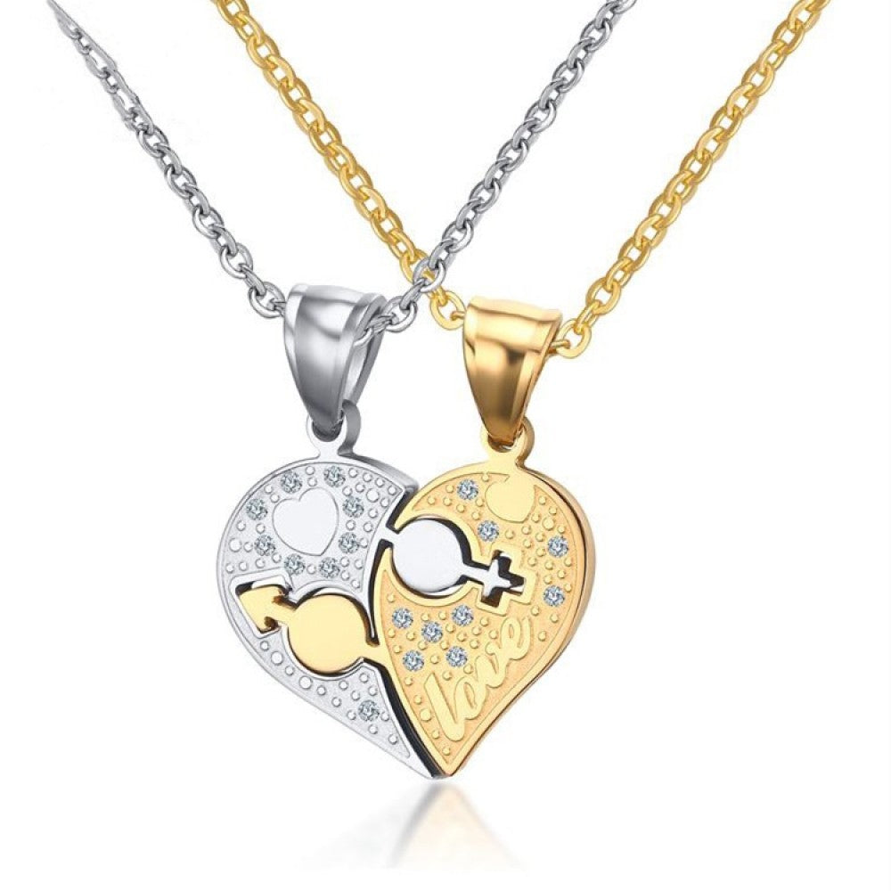 Valentines Day Gift Cute Matching Heart Couples Necklaces