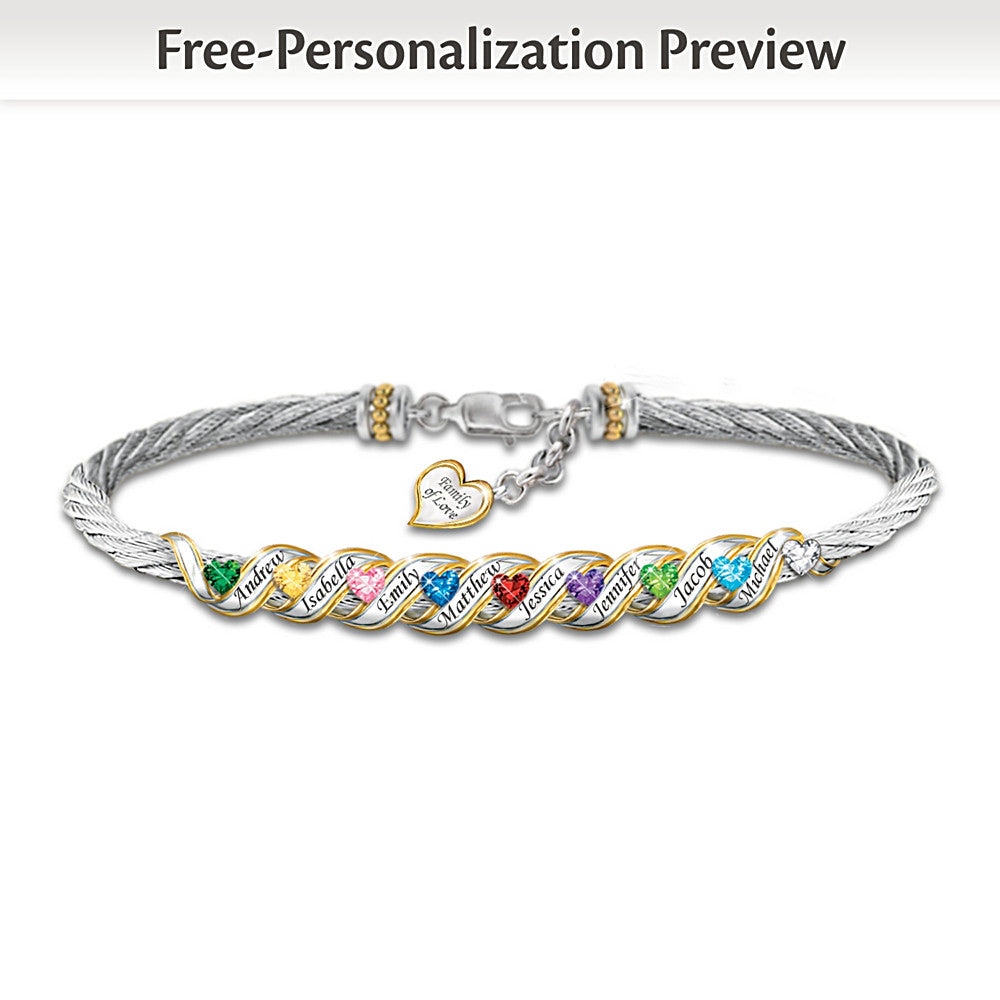 "Family Is Forever" Personalized Birthstone Bracelet