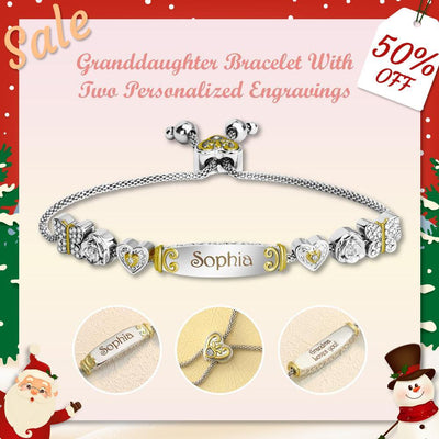 Christmas Gift Granddaughter Bolo Bracelet With Personalized Engravings