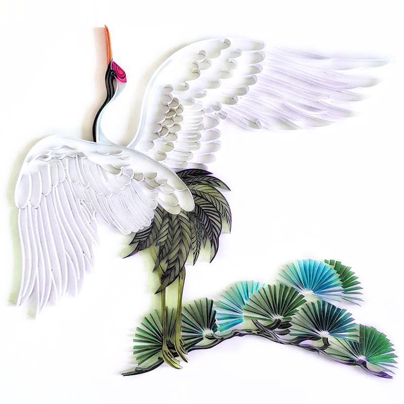 Paper Filigree painting Kit- Red-crowned crane