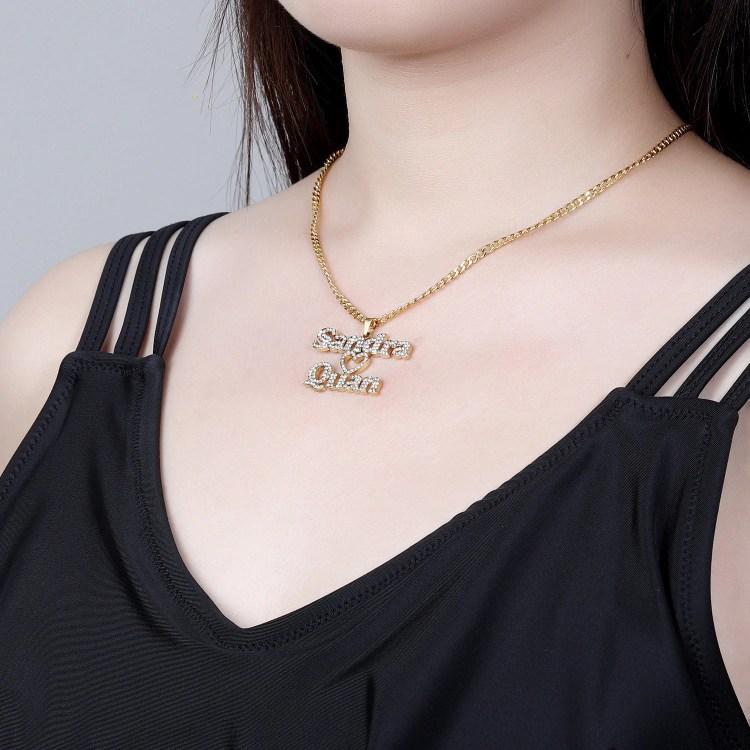 Mother's Day Gift Sparkling Couple Name Necklace