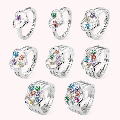 Personalized Family Ring with Names and Birthstones
