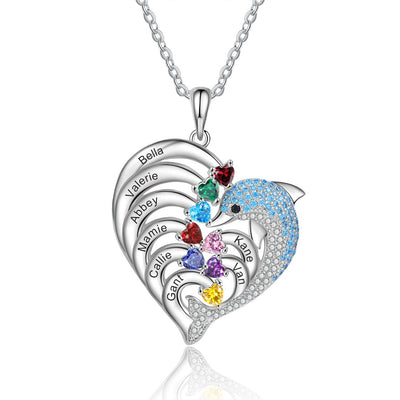 Mother's Day Gift Personalized Heart Dolphin Necklace