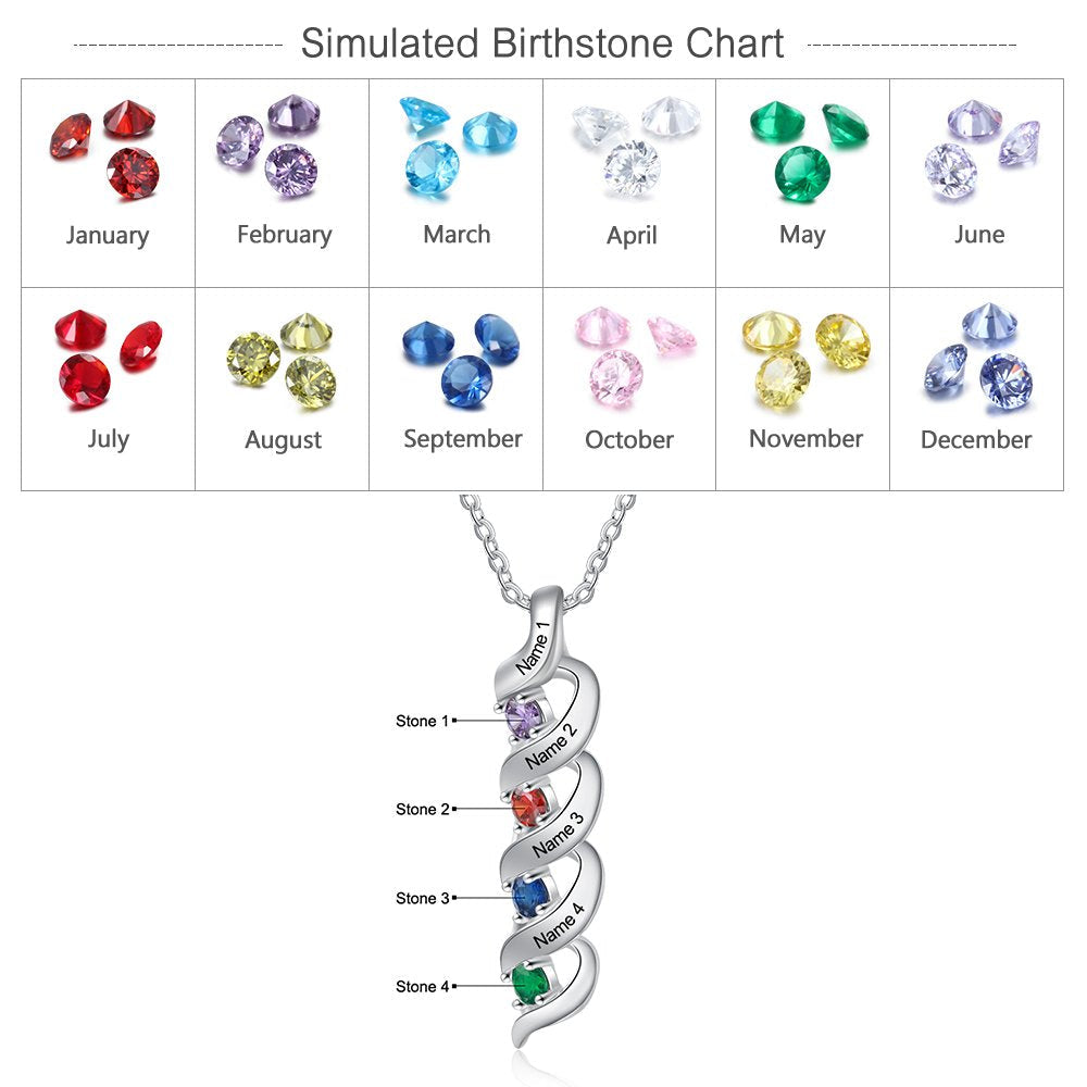 Mother's Day Gift Personalized Mother Necklace Cascading Pendant with Birthstones
