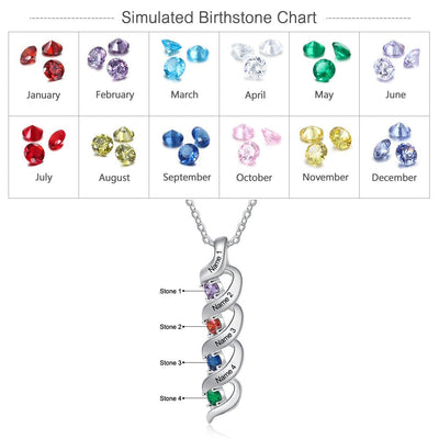 Mother's Day Gift Personalized Mother Necklace Cascading Pendant with Birthstones