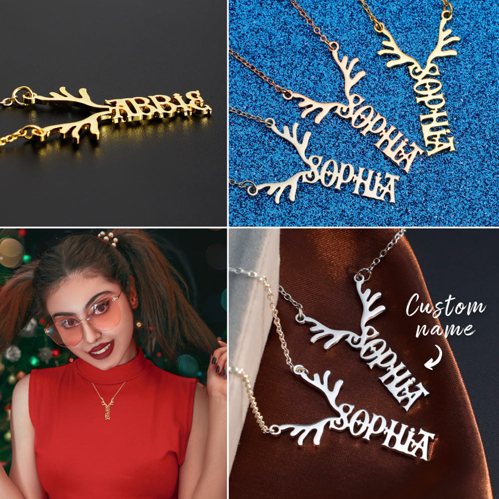 Mother's Day Gift Antler Name Necklace