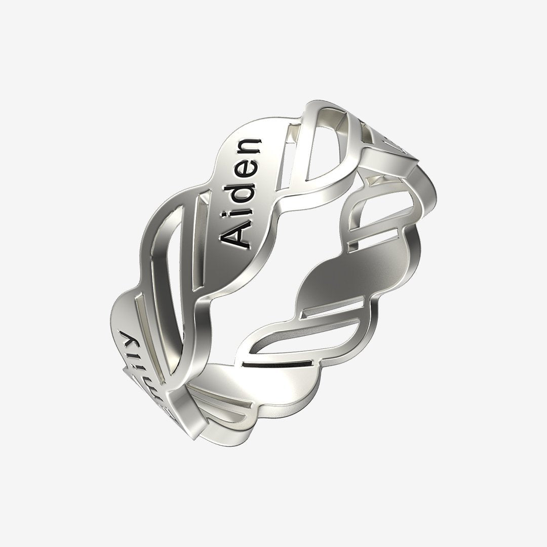 Personalized Multiple Name Ring in Silver