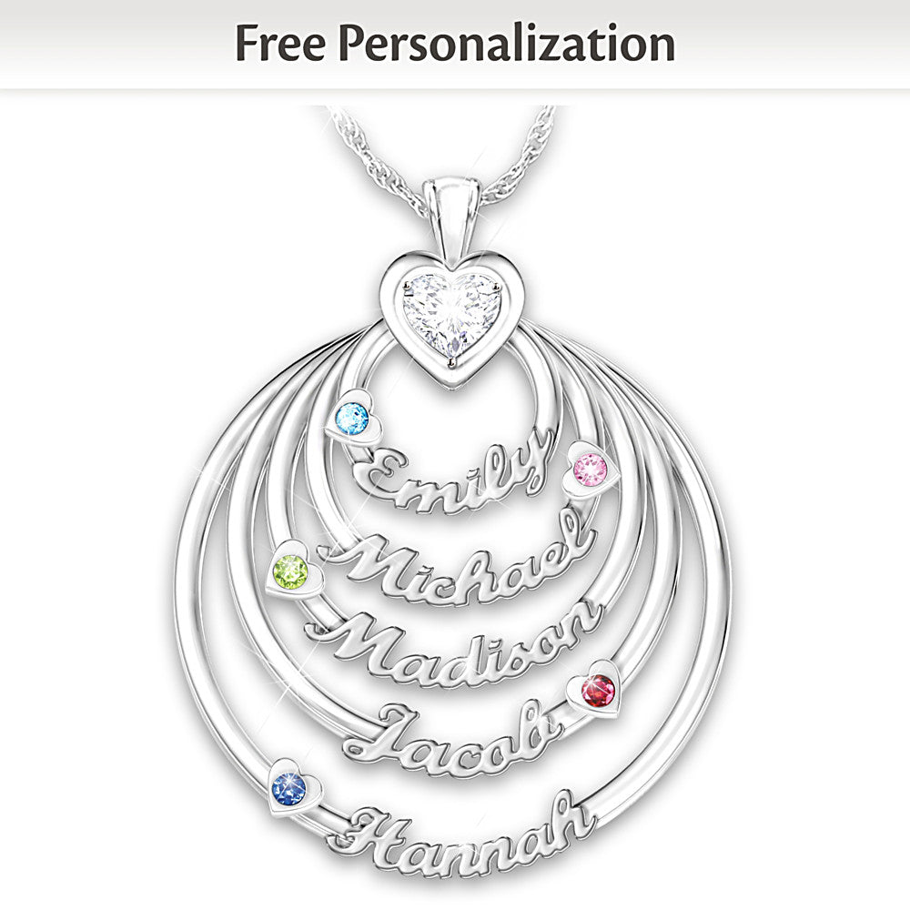 "Circle Of Love" Family Crystal Birthstone Pendant Necklace