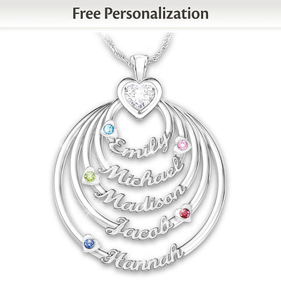 "Circle Of Love" Family Crystal Birthstone Pendant Necklace