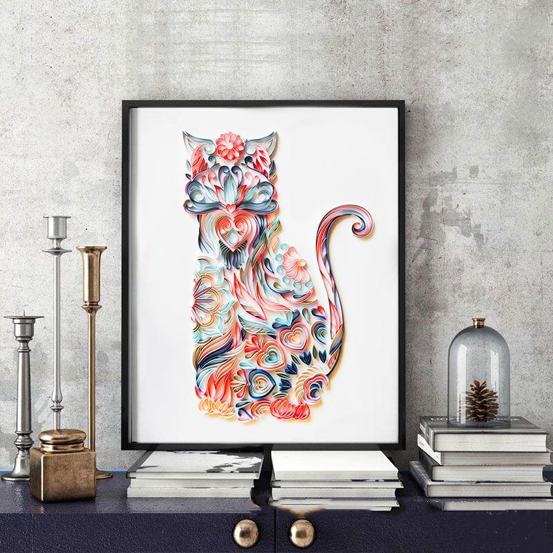 Paper Filigree painting Kit - Cat