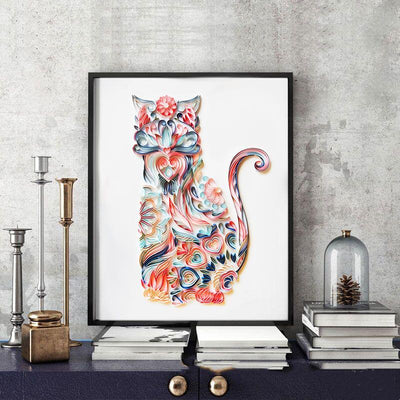 Paper Filigree painting Kit - Cat