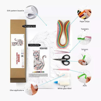 Paper Filigree painting Kit - Cat