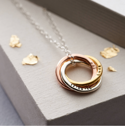 Mother's Day Gift Personalized Mixed Russian Ring Necklace