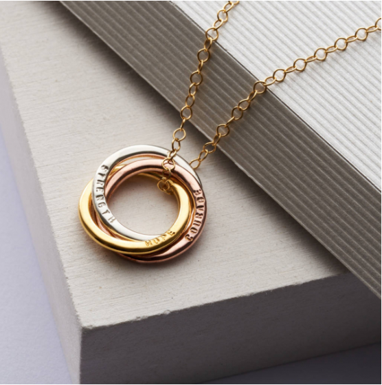 Mother's Day Gift Personalized Mixed Russian Ring Necklace