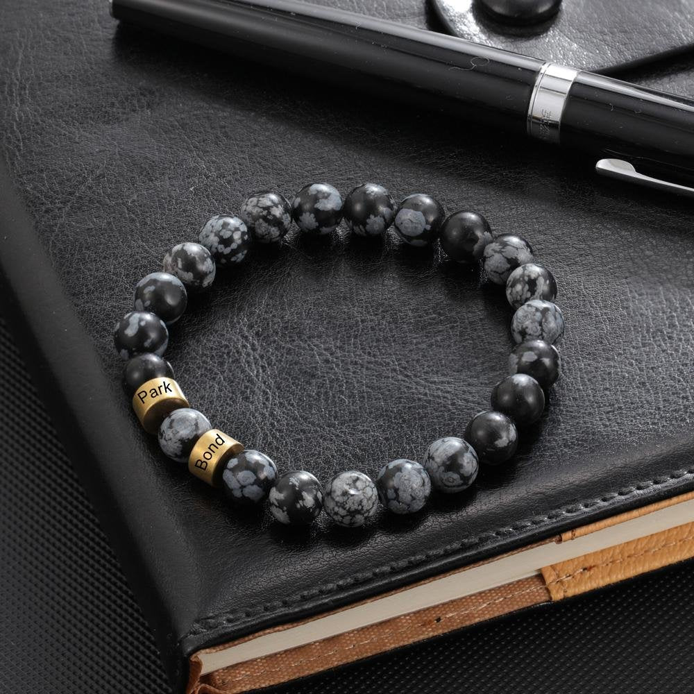 Tiger Eye Men Bracelet Personalized with Beaded Warp Bracelet Grey