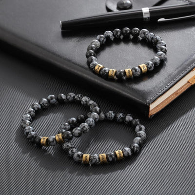 Tiger Eye Men Bracelet Personalized with Beaded Warp Bracelet Grey