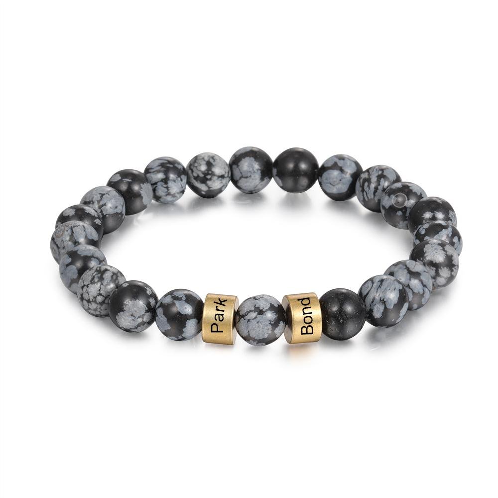 Tiger Eye Men Bracelet Personalized with Beaded Warp Bracelet Grey