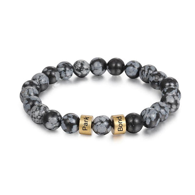 Tiger Eye Men Bracelet Personalized with Beaded Warp Bracelet Grey