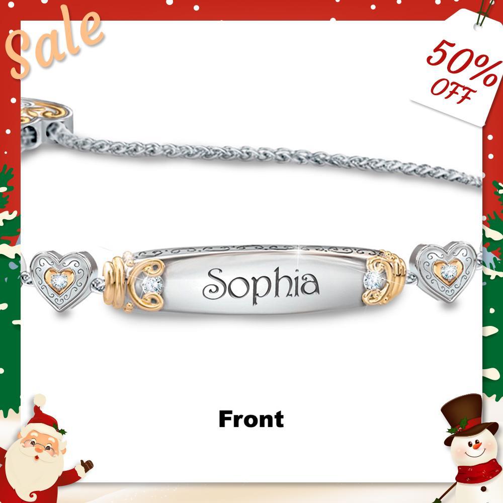 Christmas Gift Granddaughter Bolo Bracelet With Personalized Engravings