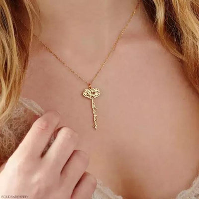 Mother's Day Gift Dainty Name Necklace With Birth Flower