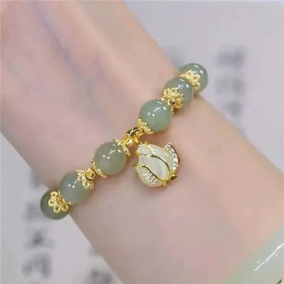 Hetian Jade Gold Leaf Bracelet