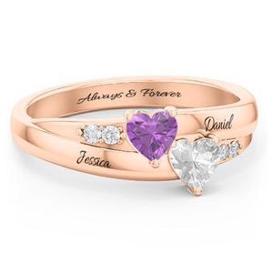 Mother's Day Gift Personalized Heart Birthstone Ring