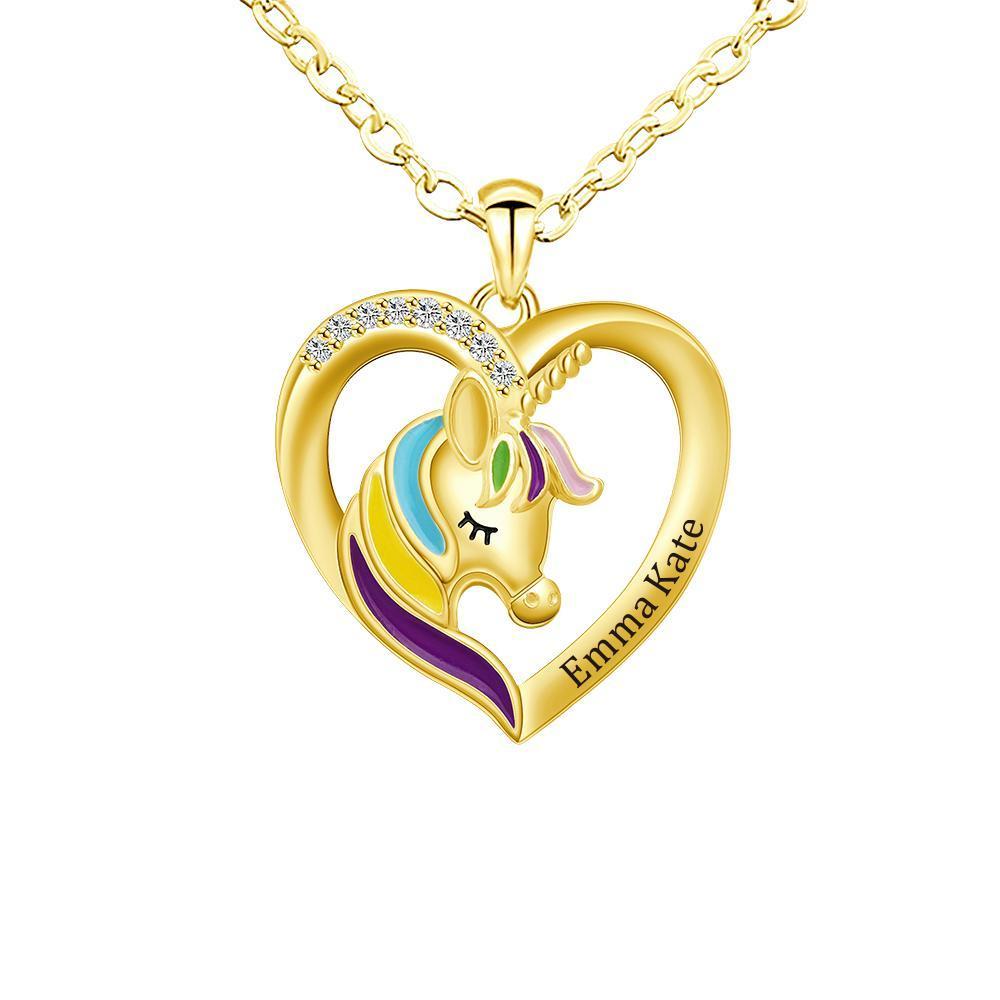 Mother's Day Gift Personalized Rainbow Unicorn Necklace-Fast Shipping guaranteed