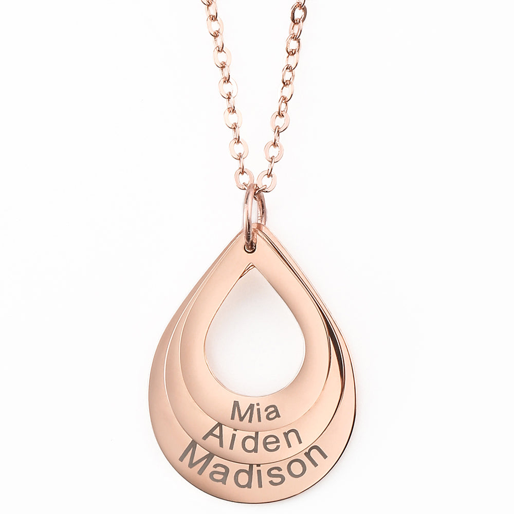 Christmas Gift ’Engraved Drop Shaped Family Necklace
