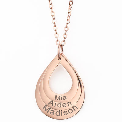 Christmas Gift ’Engraved Drop Shaped Family Necklace