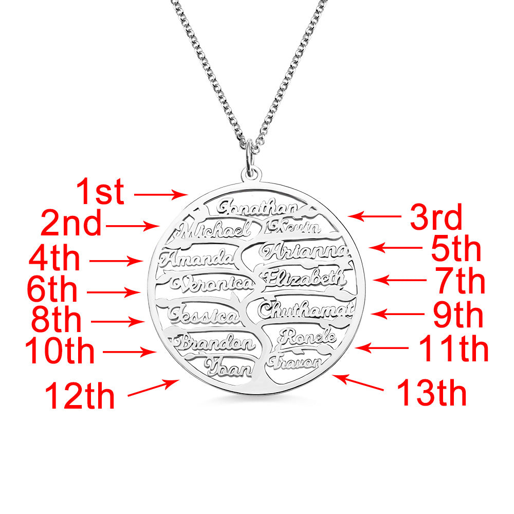 Mother's Day Gift Personalized 1-12 Names Family Tree Necklace