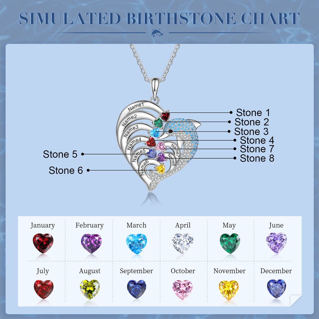 Mother's Day Gift Personalized Heart Dolphin Necklace