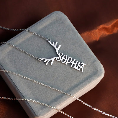 Mother's Day Gift Antler Name Necklace
