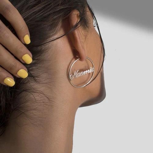 Mother's Day Gift 18k Gold Plated Sterling Silver Hoop Name Earrings
