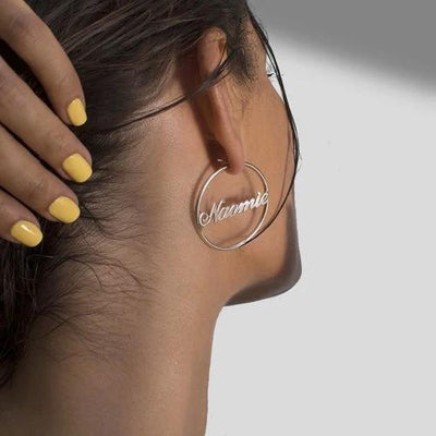 Mother's Day Gift 18k Gold Plated Sterling Silver Hoop Name Earrings