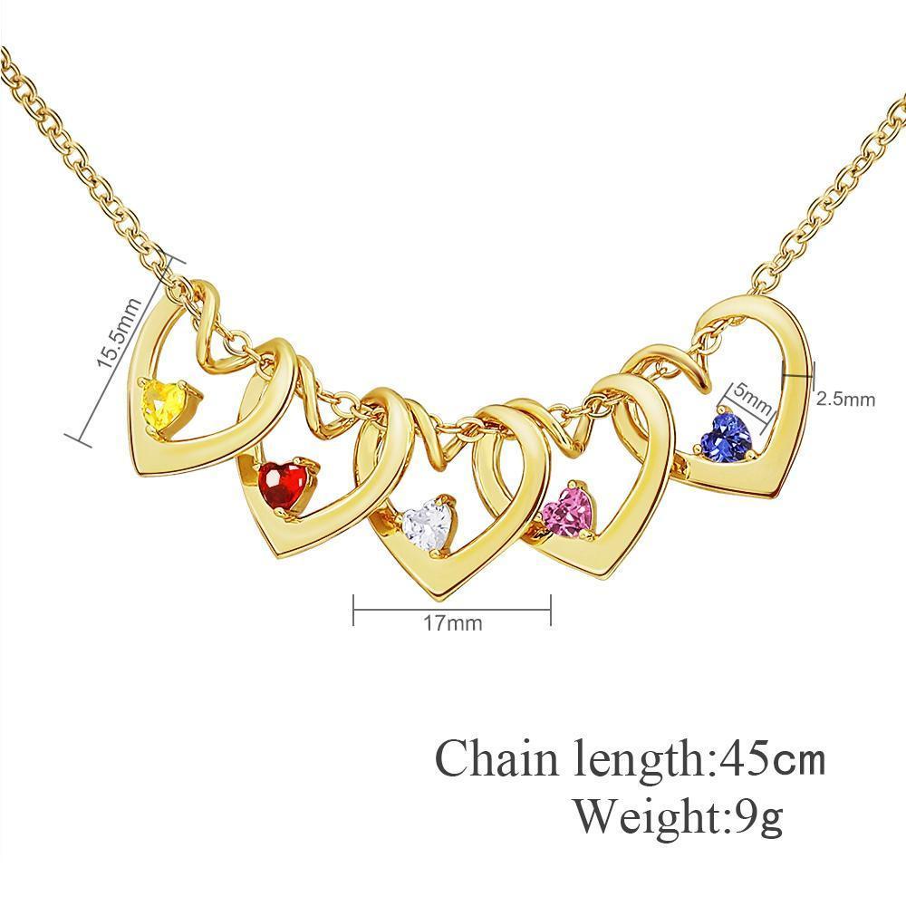 Mother's Day Gift Personalized Heart Name Birthstone Necklace For Mom Grandma