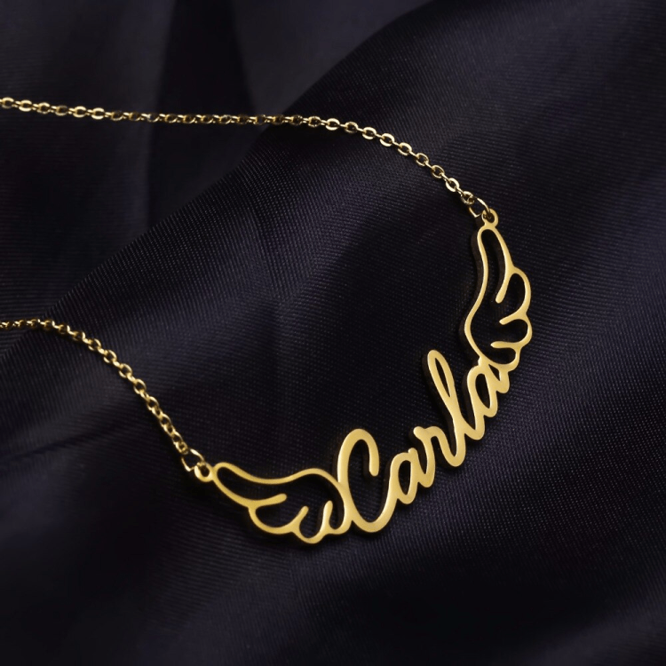 Mother's Day Gift Personalized Angel Wings Name Necklace