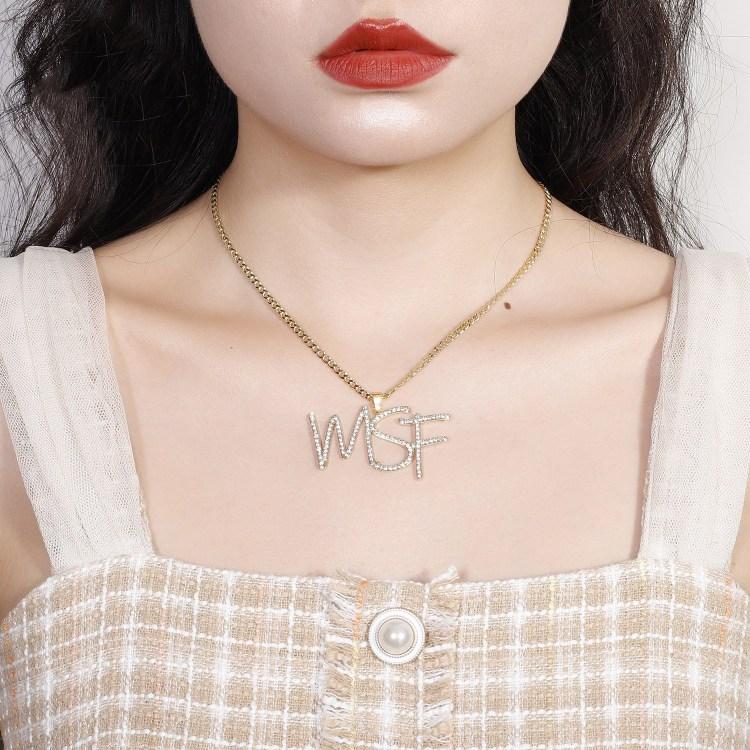 Mother's Day Gift Sparkling Crystal Initials Necklace
