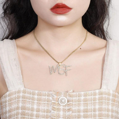 Mother's Day Gift Sparkling Crystal Initials Necklace