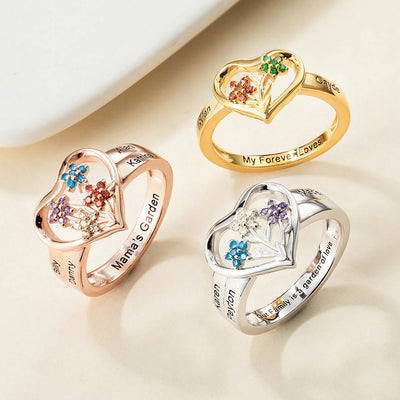 Personalized Family Ring with Names and Birthstones