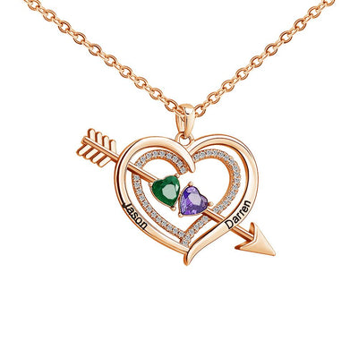 Valentine's Day Gift Forever Love Birthstone & Diamond Heart Pendant Necklace
