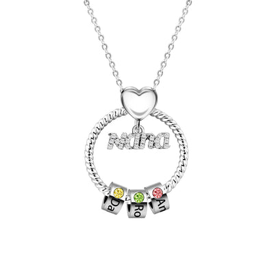Mother's Day Gift Personalized Circle Pendant with Custom Birthstone Beads