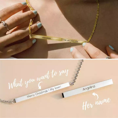 Mother's Day Gift Personalized Secret Message Engraved Slider Necklace