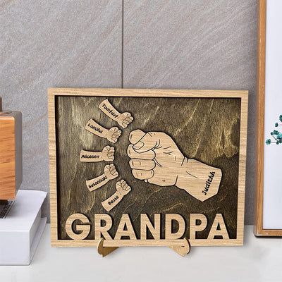 Personalized Fist Bump Sign Home Decor Wood Frame for Father's Day