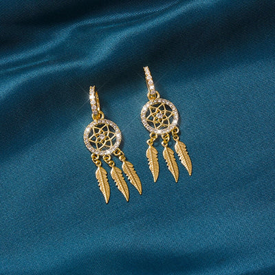 Dreamcatcher 14k Solid Gold Earrings + Necklace