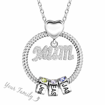 Mother's Day Gift Personalized Circle Pendant with Custom Birthstone Beads