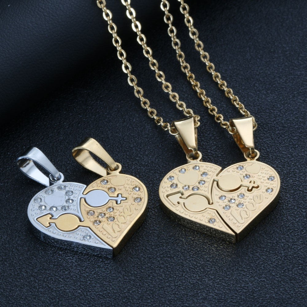 Valentines Day Gift Cute Matching Heart Couples Necklaces