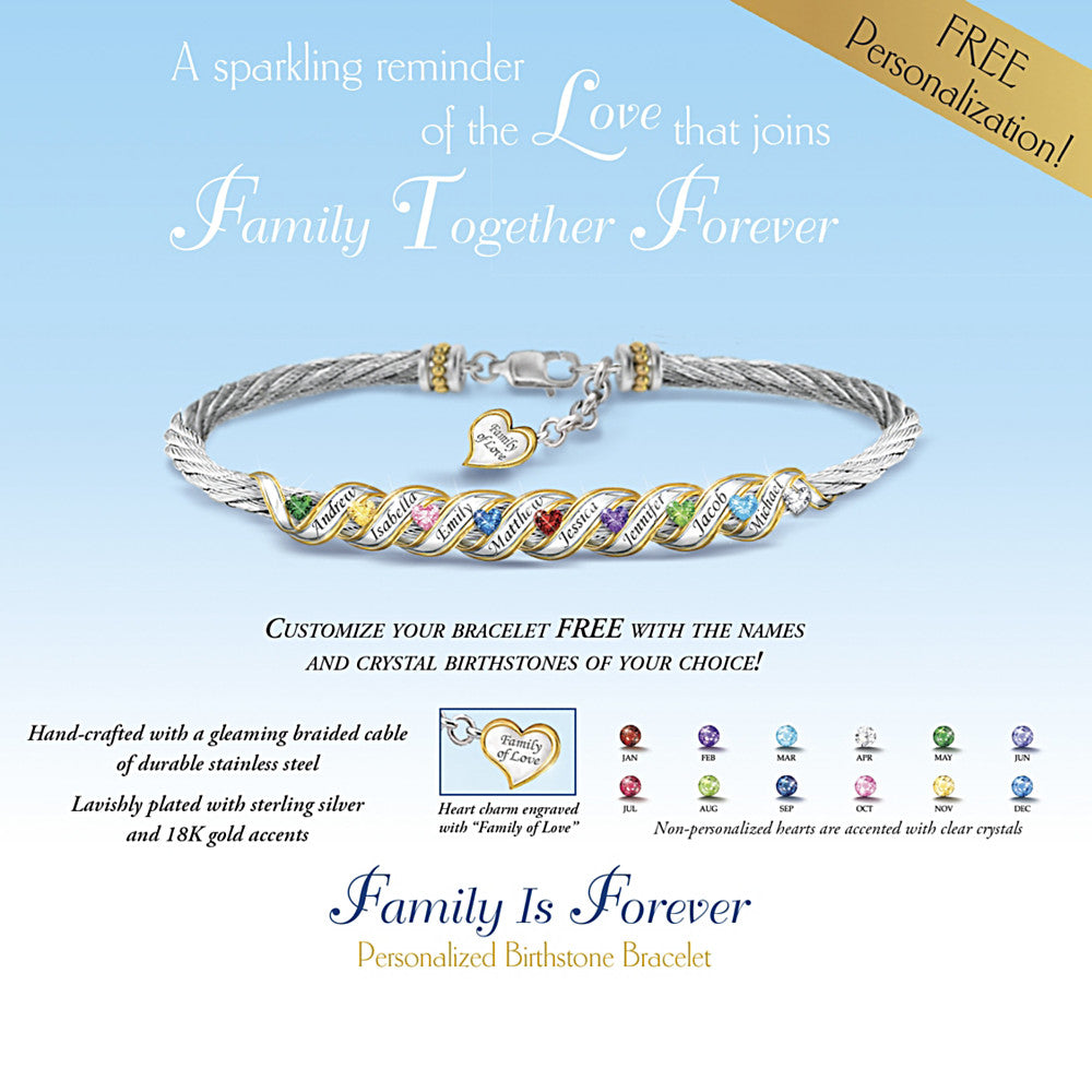 "Family Is Forever" Personalized Birthstone Bracelet