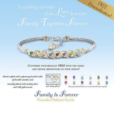 "Family Is Forever" Personalized Birthstone Bracelet